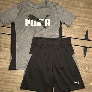 Puma Boys Gray and Black Athletic Matching Performance  Set